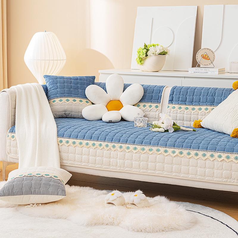 New Corduroy Sofa Cushion Winter Plush Thickened Warm Non-Slip Seat Cushion Leather Sofa Cover Cover Cloth Towel