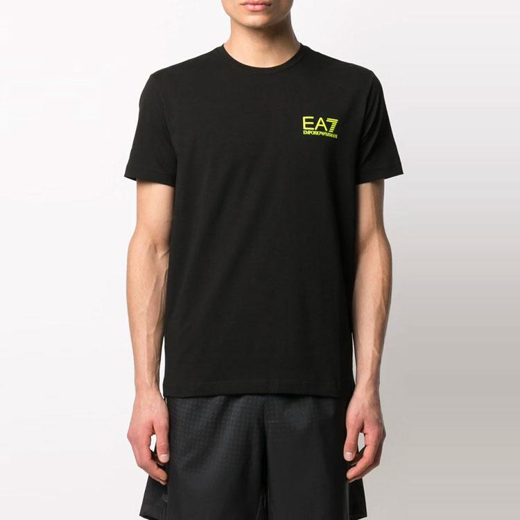 Emporio Armani EA7 SS21 Logo Print Cotton Short Sleeve T-Shirt Men Tops Black 3KPT06-PJ03Z-1200