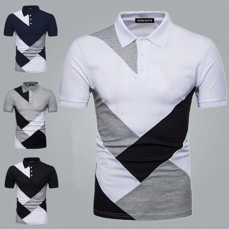 

Новая модная повседневная футболка с воротником с лацканами, летняя мужская футболка с коротким рукавом