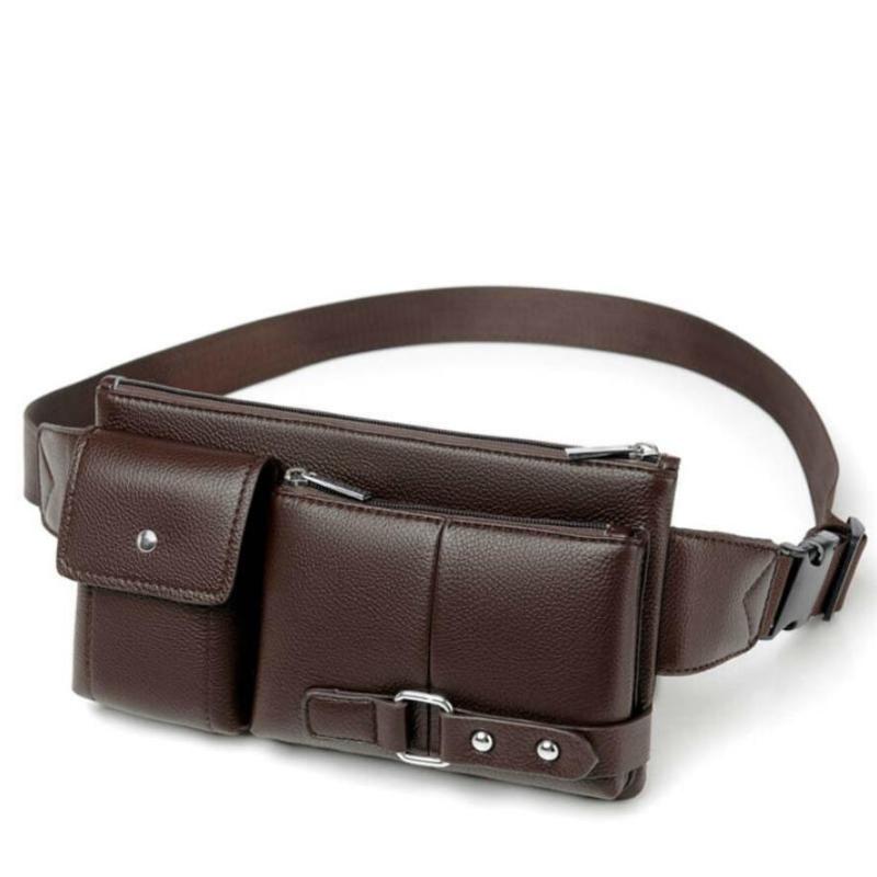 Men's Casual Waist Bag Leather Multifunction Chest Bag CLE