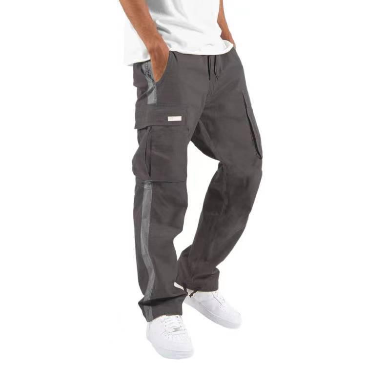 2023 Men's Drawstring Pocket Color-Block Trousers - European & American Style