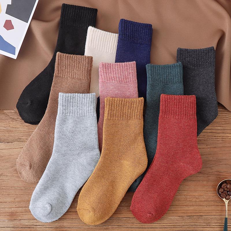 Women's Mid-Calf Autumn/Winter Cotton Socks & Men's Thick Fleece-Lined Warm Terry Over-the-Knee Socks