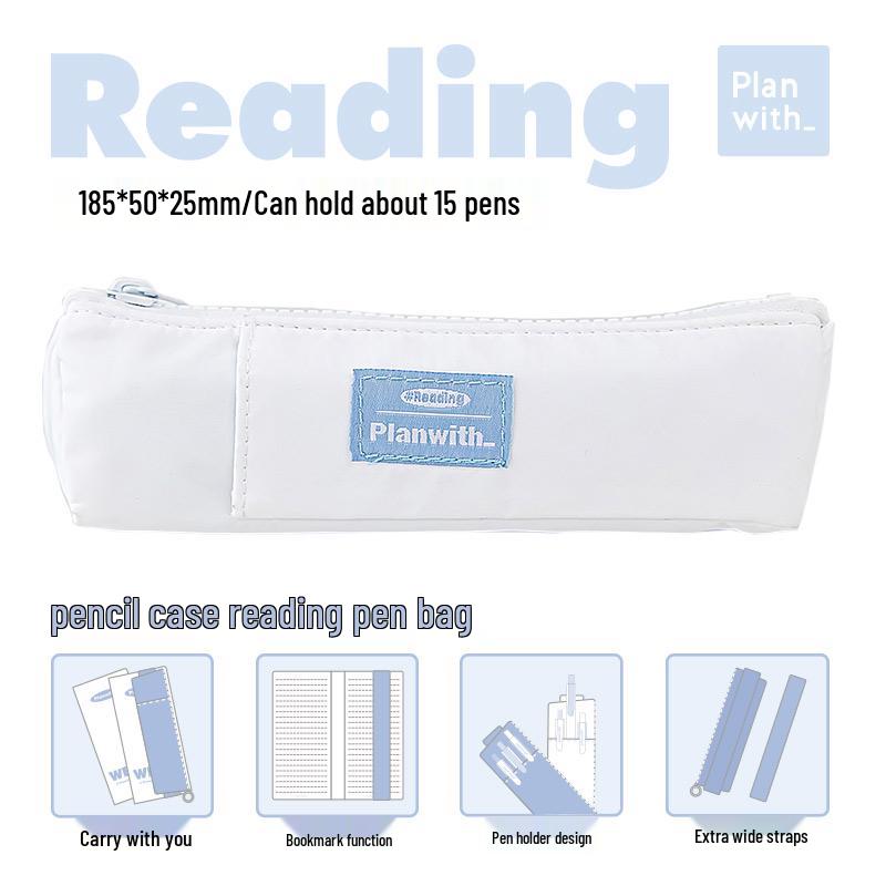 Bärbart Krämblått Pennskrin för Studenter - Liten Kapacitet, Minimalistisk Stil