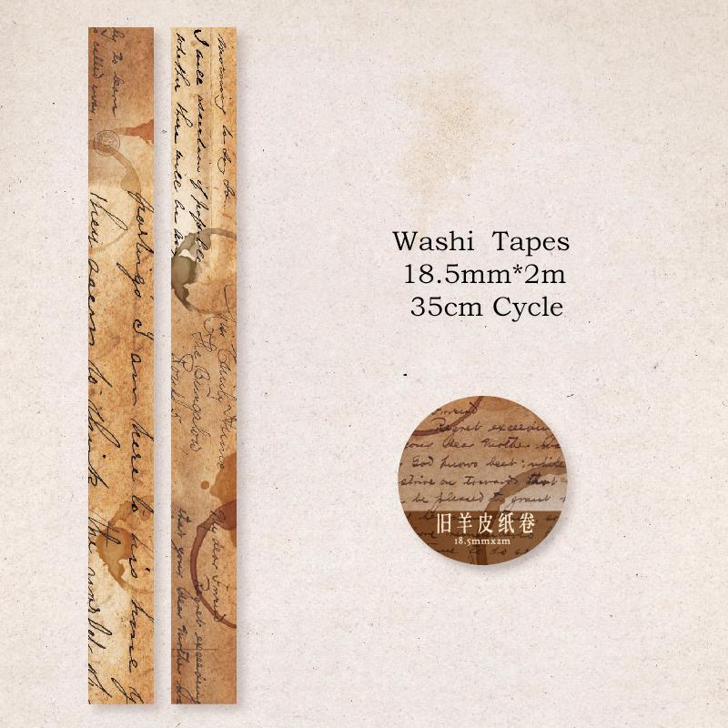 Journamm 18.5mm*2m Retro Washi Tapes for Junk Journal DIY Scrapbooking Creative Stationery Decor Diary Marking Adhesive Tapes