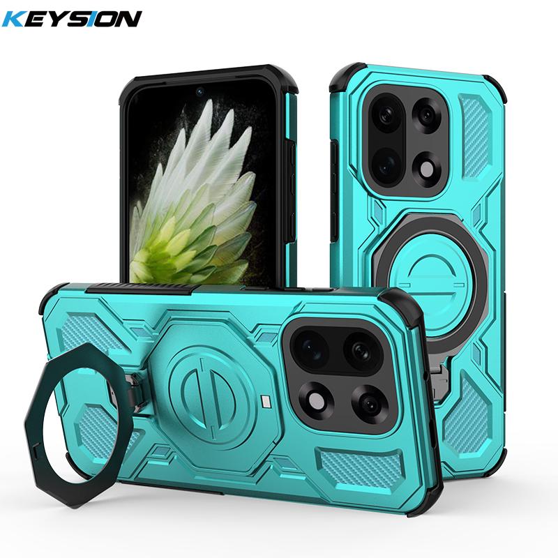 KEYSION Stoßfeste Magnetische Hülle für OnePlus 15 5G TPU+PC Aufrechter Live Metallring Ständer Handy Rückseite für One Plus 1+ 15
