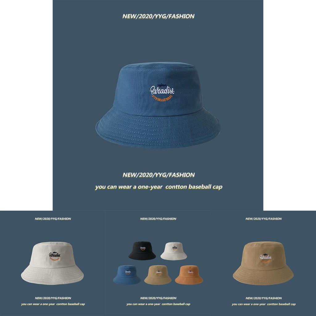 Stylish Unisex Cotton Bucket Hat With Shark Embroidery Breathable And Sunblock