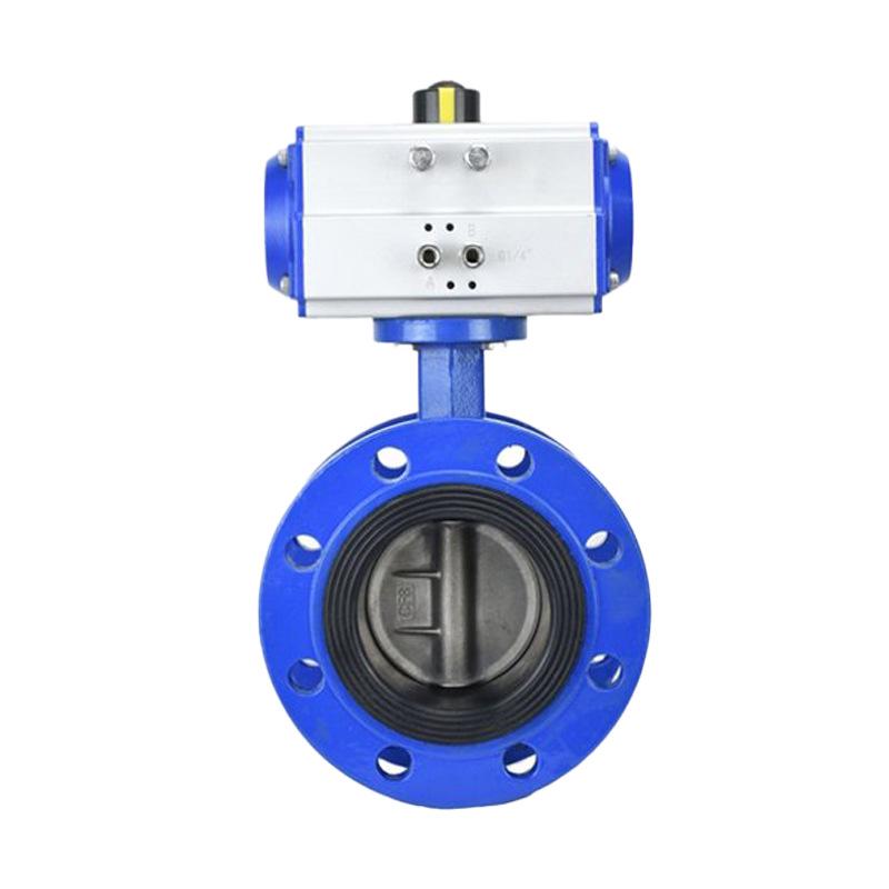 D641X-10/16Q Pneumatic Flanged Butterfly Valve with Rubber Soft Seal, Quick Shut-off for Sewage, DN50-400.