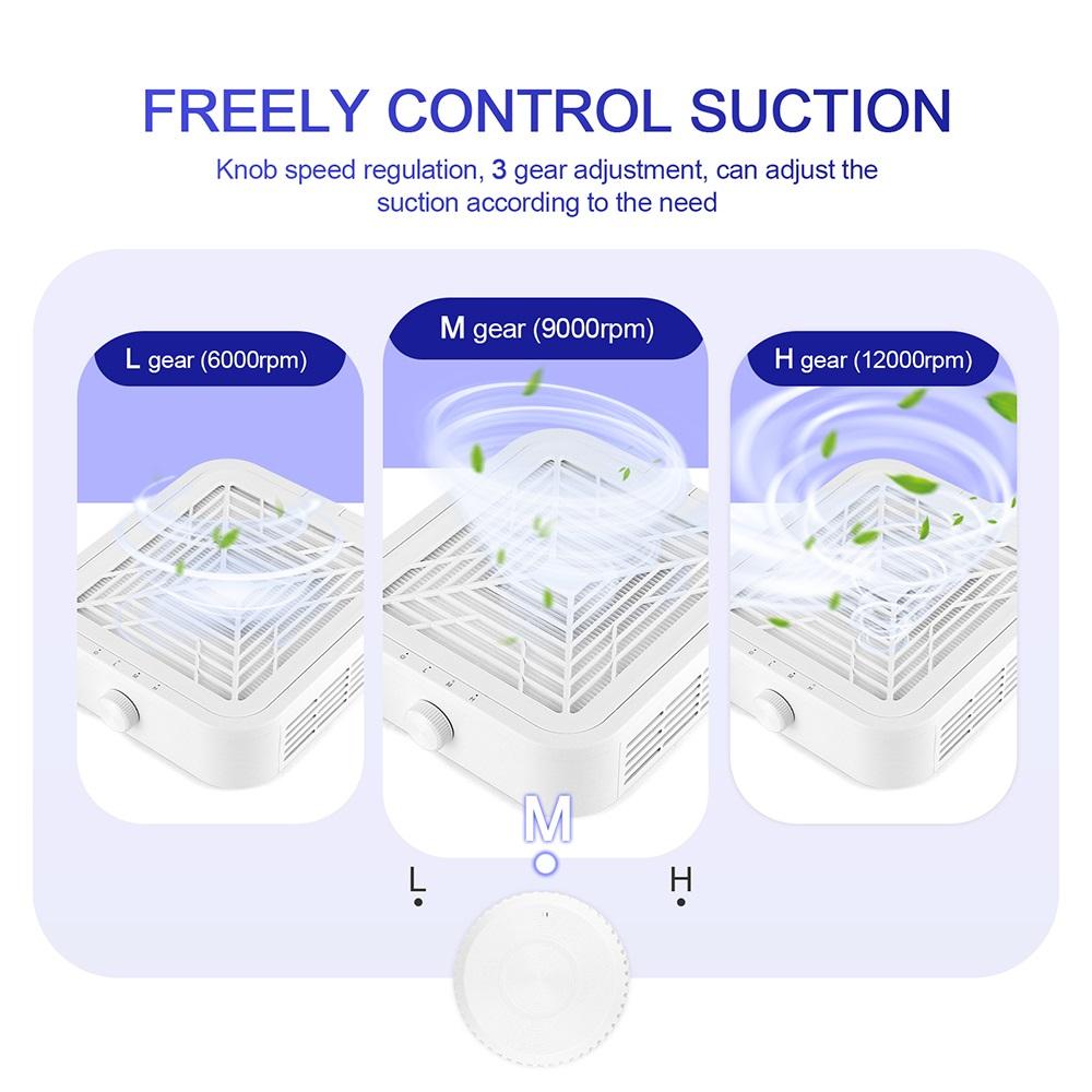 120w Brushless Turbo Nail Dust Collector Strong Suction Nail Vacuum Cleaner Speed Adjustable Nail Art Manicure Extractor Fan