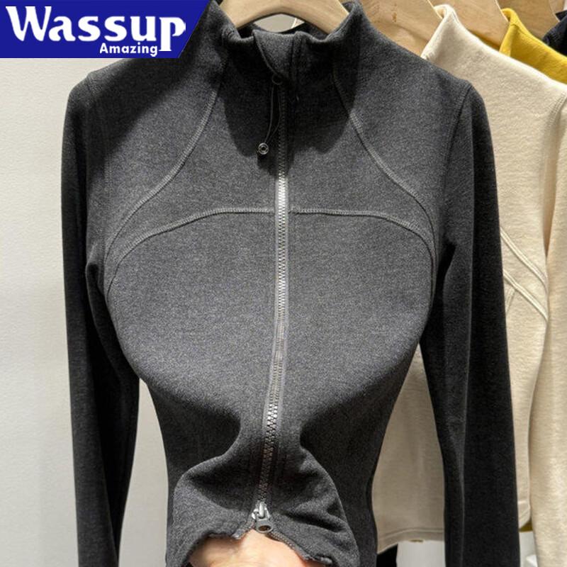 WASSUP AMAZING Women's Stand Collar Zipper Sweater