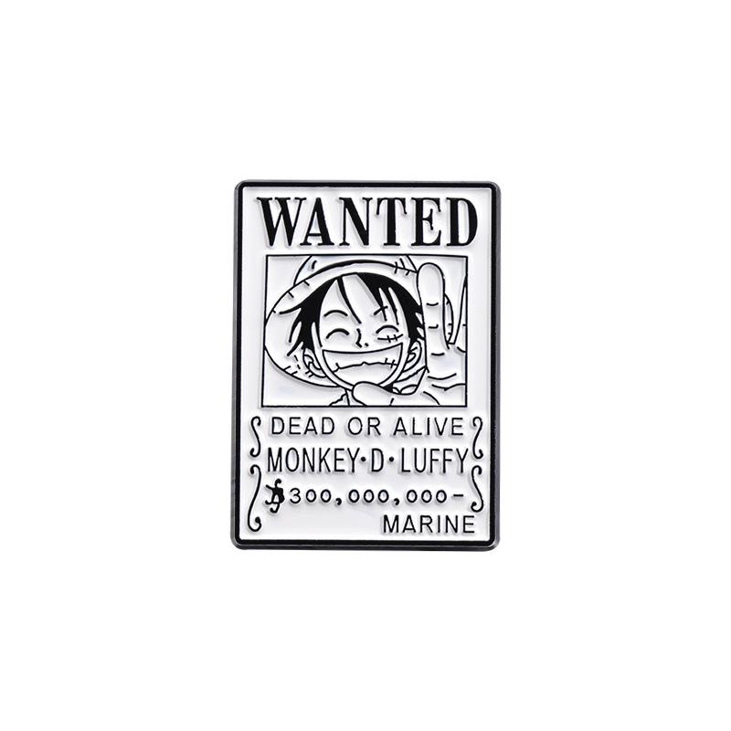 Anime Series Luffy Wanted Poster Metal Brooch