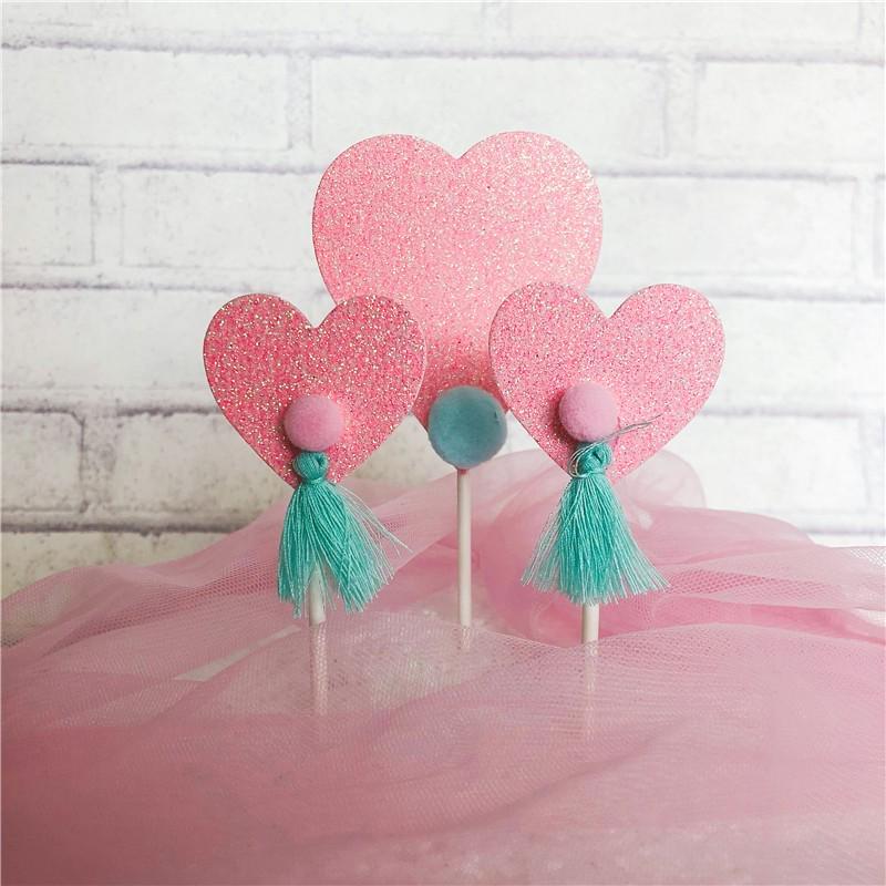 Pink Themed Cake Decor: Heart & Cloud Balloons with Insert Cards for Birthday Parties