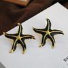 Colored Dripping Oil Starfish Star Titanium Steel Earrings Enamel Gold-Plated High Quality Earrings Beach Jewelry Gifts