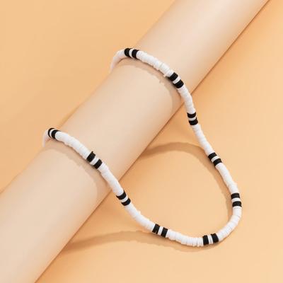 Yousheng Men Necklace Black White Bicolor Polymer Clay Retro Beaded Casual Bohemia Clavicle Necklace Fashion Jewelry