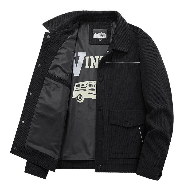 Men's Jacket Casual Corduroy Jacket Men's Loose Large Men's Lapel Jacket