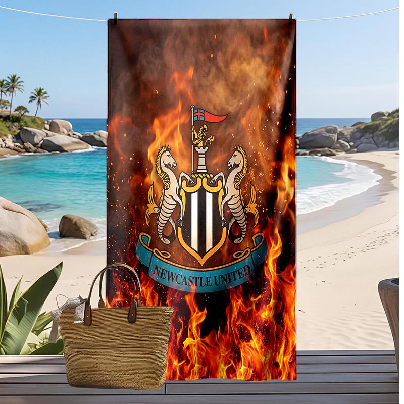 Newcastle United Football Print Beach Towel, Large Soft Quick Dry Towel for Beach Camping Swimming