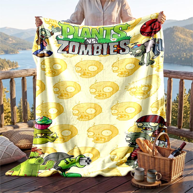 Warme Flanelldecke Pflanzen vs. Zombies Muster, Leichte Bequeme Decke für Bett Sofa
