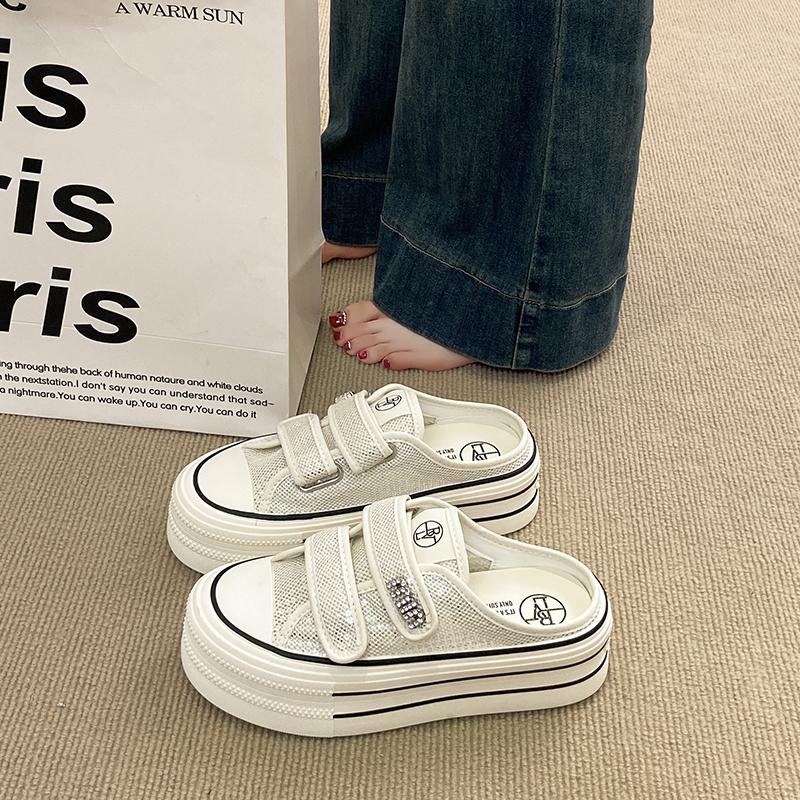 Fashion CRLAYDK Fashion Platform Mesh Skate Shoes for Women Slip On Casual Outdoor Slides Ladies Backless Walking Breathable Tennis