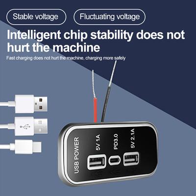 Chargeur Rapide PD Double USB Panneau Prise Chargeur de Voiture 3.1A 12V/24V Sortie Chargeur USB Adaptateur d'Alimentation pour Accessoires Camping-Car Caravane