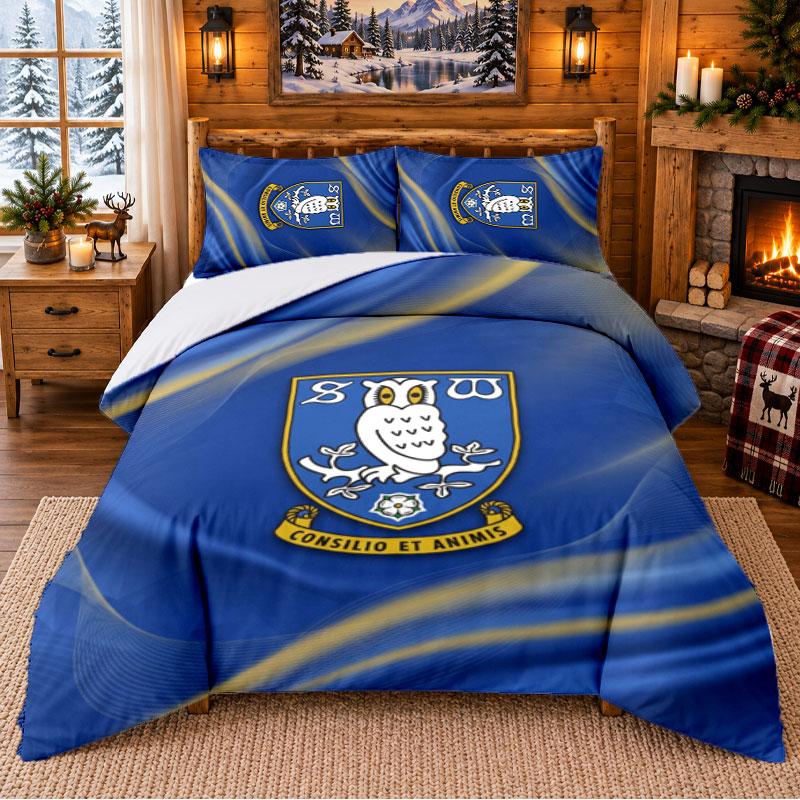 Printed 3Pcs Bedding Set Sheffield Wednesday Pattern Bed Sheet Pillowcase For Bedroom Decor