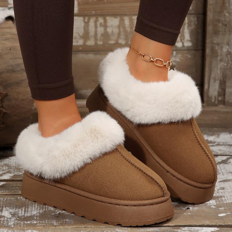 European and American Large-size Autumn and Winter New Thickened Warm Snow Boots for Women with Thick Soles and One Pedal of Fluffy Boots