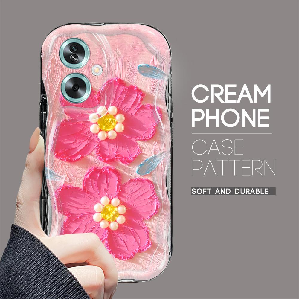 

Милый мультяшный узор, кремовая текстура, мягкий силиконовый чехол с волнистыми краями, чехол для телефона для OPPO Reno Realme Realme 13 Pro 5G чёрный