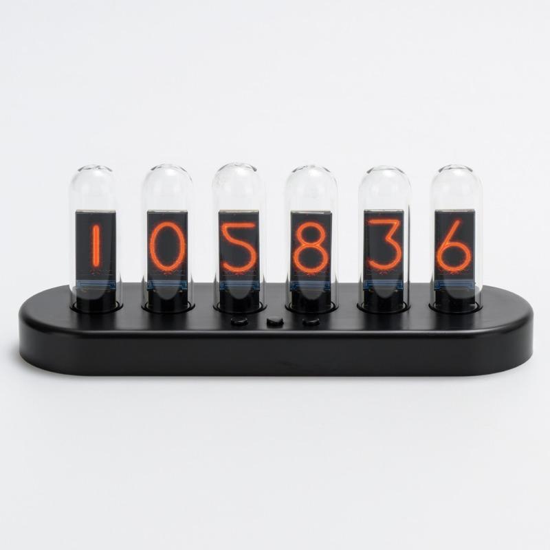 

Proposed Glow Tube Table Clock Simulate Nixie Tube Desktop Watch Desktop Intelligent Alarm Clock Creative Decorative Ornaments чёрный