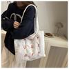 Korean Corduroy Embroidered Tote Bag for Students - Artistic Autumn/Winter Design
