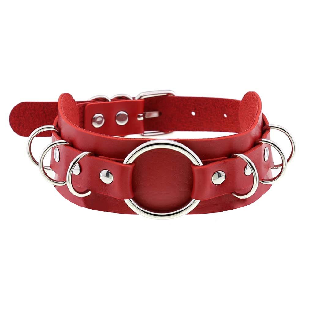 Halloween Punk Gothic Exaggerated O-Chain Pu Leather Collar, Fashionable Daily Wear Accessory