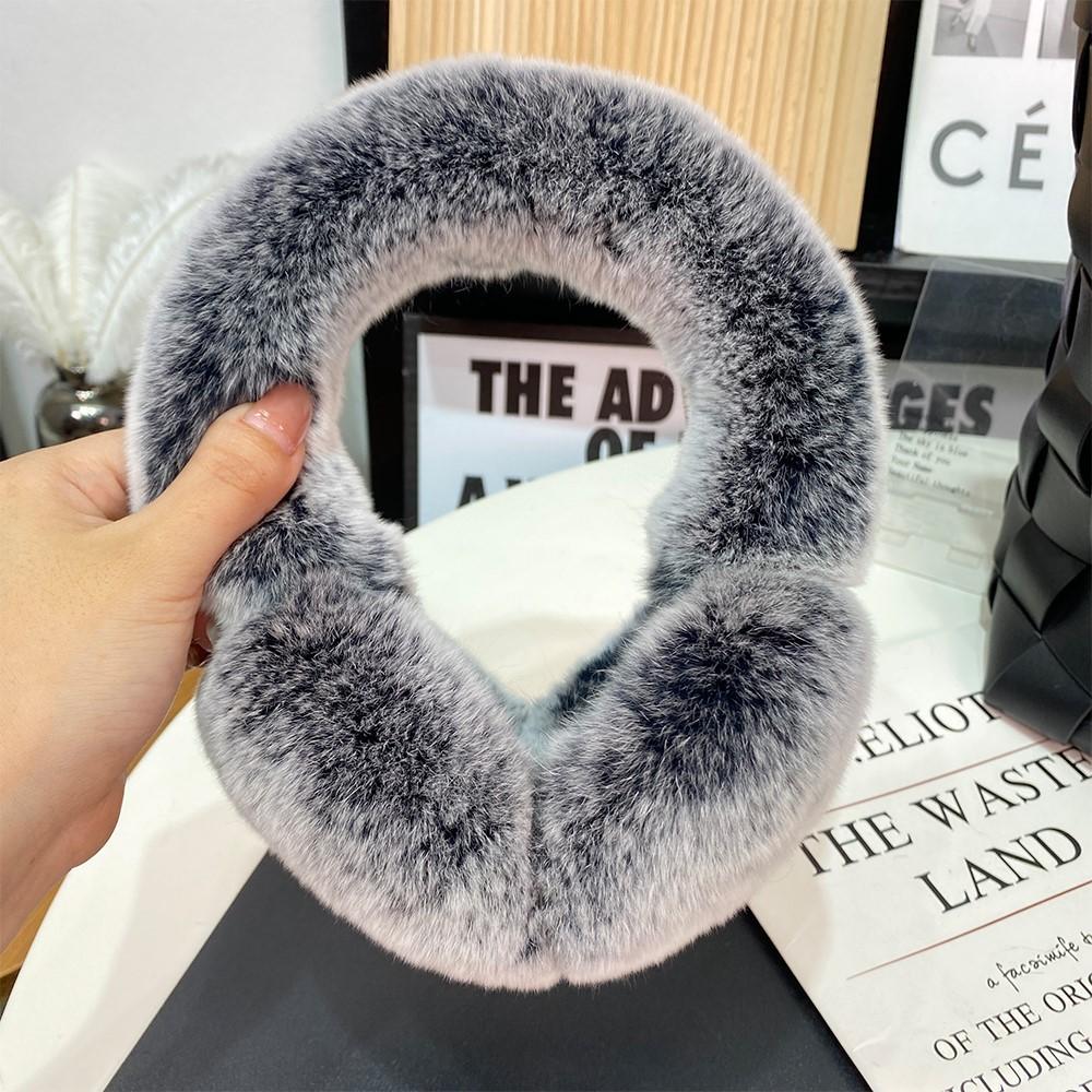 Women winter real rex rabbit fur earmuffs Soft fluffy natural rex rabbit fur Ear protection Girls fashion earmuffs