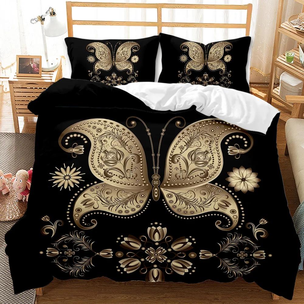 Bohemian Set povlaku na přikrývku 3D Zlaté Slunce a Měsíc Ložní Set pro Děti Dospívající Dospělé Dvojlůžko Queen King Size Polyesterový Povlak na Prošívanou Přikrývku