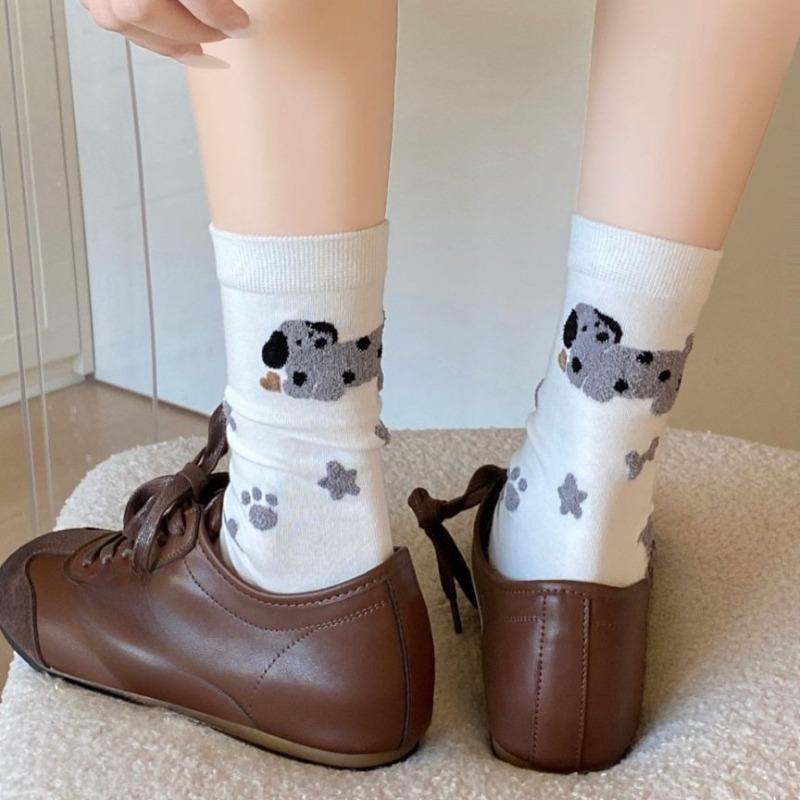 Female Autumn and Winter Warm Cartoon Flocking Small Animal Three Dimensional Hair Ball In The Tube Pile Socks
