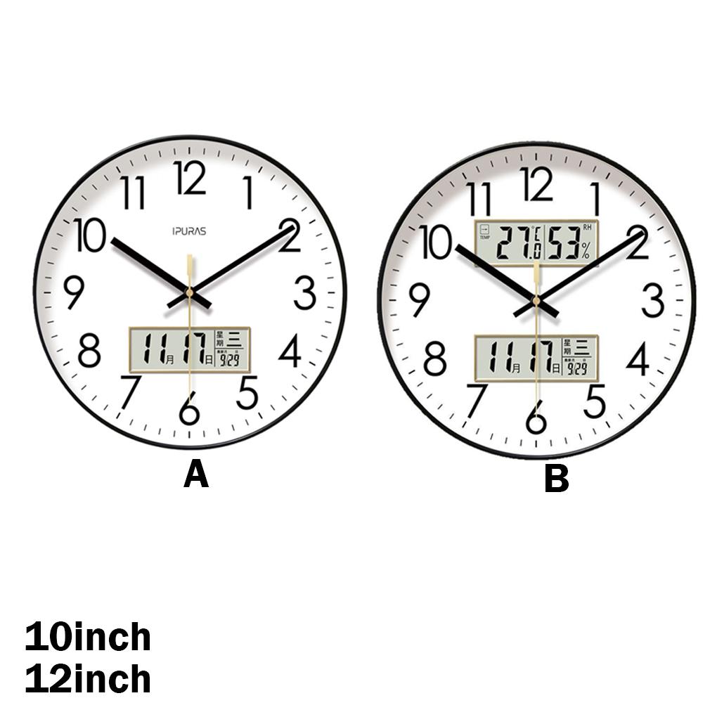 Round Silent Wall Clock For Living Room Decor Multi-functional Week And Calendar Display Clocks Wall