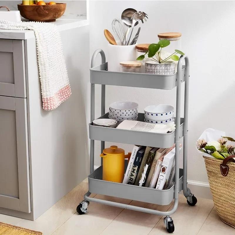 Mobile Storage Rack Trolley Organizer Kitchen Household Multifunctional Cart With Wheels Home Accessories Multi Storey Bookshelf