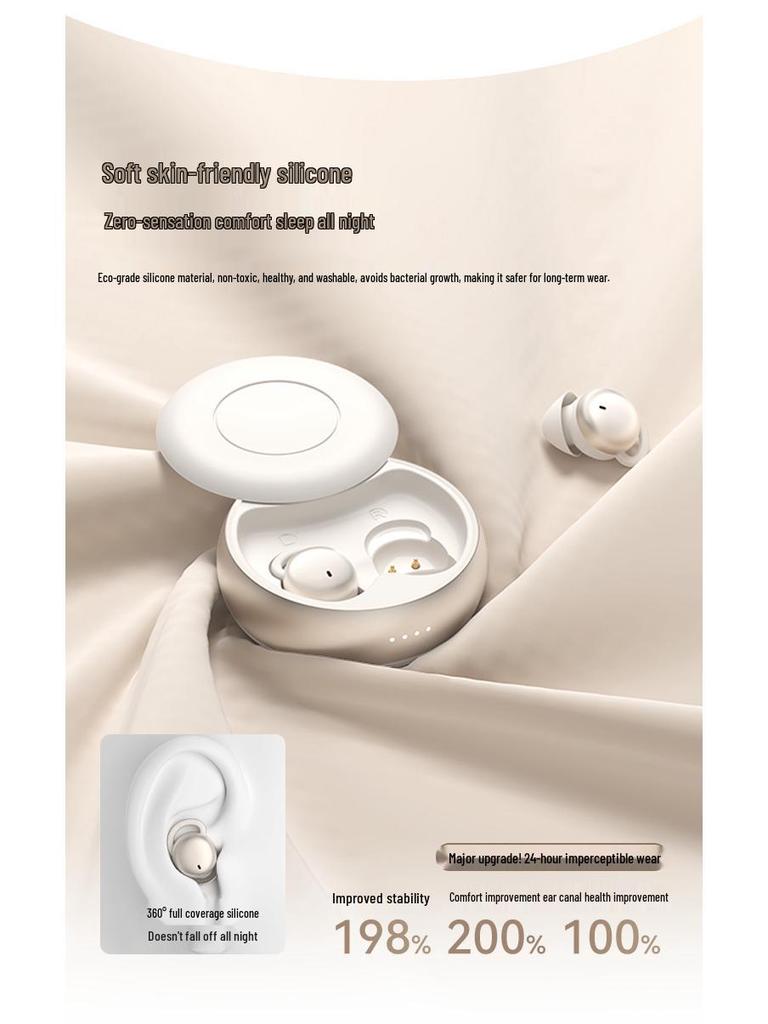 New Bestseller Thin Sleep Earbuds: Noise-Cancelling, True Wireless, Bluetooth, Ideal for Side Sleepers, Long Battery Life