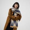 Fashion Imitation Cashmere Scarf Women'S Winter Korean Version Rhombus Flower Temperament Warm Scarf Windproof And Cold Shawl