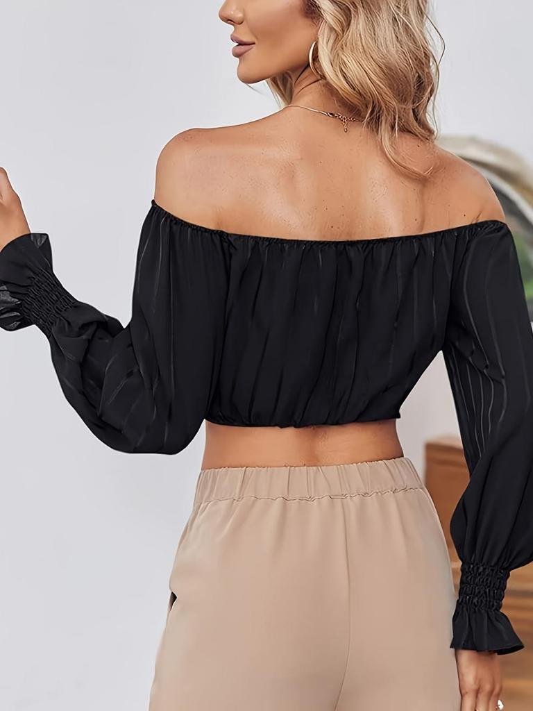 Women's Elegant Off-Shoulder Puff Sleeve Summer Blouse