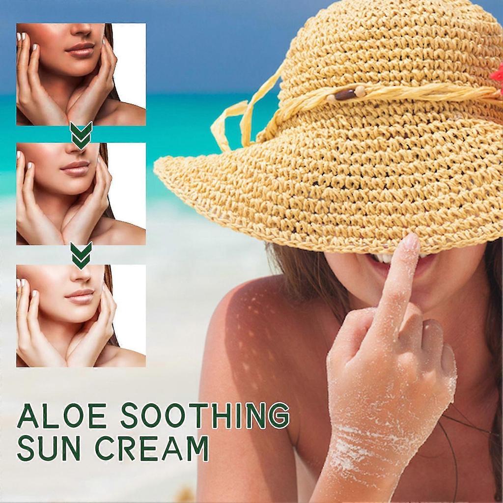Natural Aloe Vera Sunscreen SPF50+ - Aloe Soothing Sun Cream, Lightweight Waterproof Sunscreen For Avoiding Skin Damage From Ultraviolet Radiation