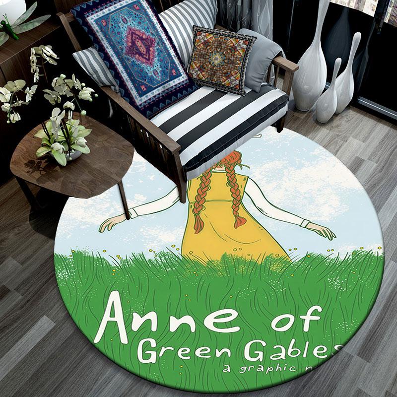 Custom Name,Anne of Green Gables Pattern Round rug,Carpet Rug for Living Room Bedroom Playroom ,Non-slip Floor Mat,Holiday Gifts and Birthday Gifts.