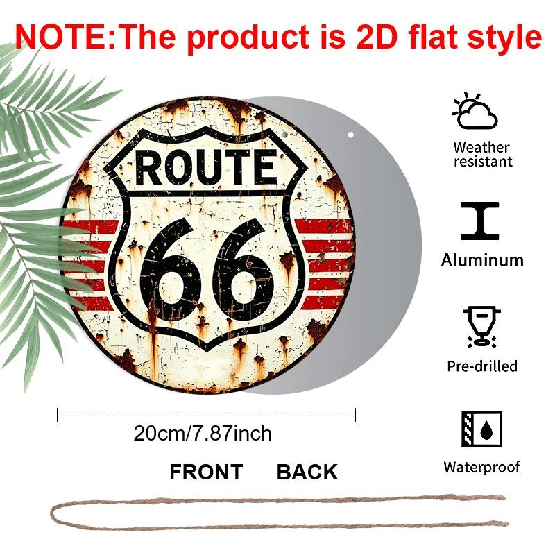 2D Flat, Retro-style High-end Aluminum Wall Decoration, Available in Various Sizes. Route 66 Shield-shaped Sign. Suitable for Indoor and Outdoor