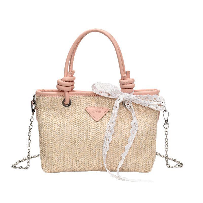 Foreign straw bag women's new high-end texture woven large capacity commuter shopping bag tote beach bag