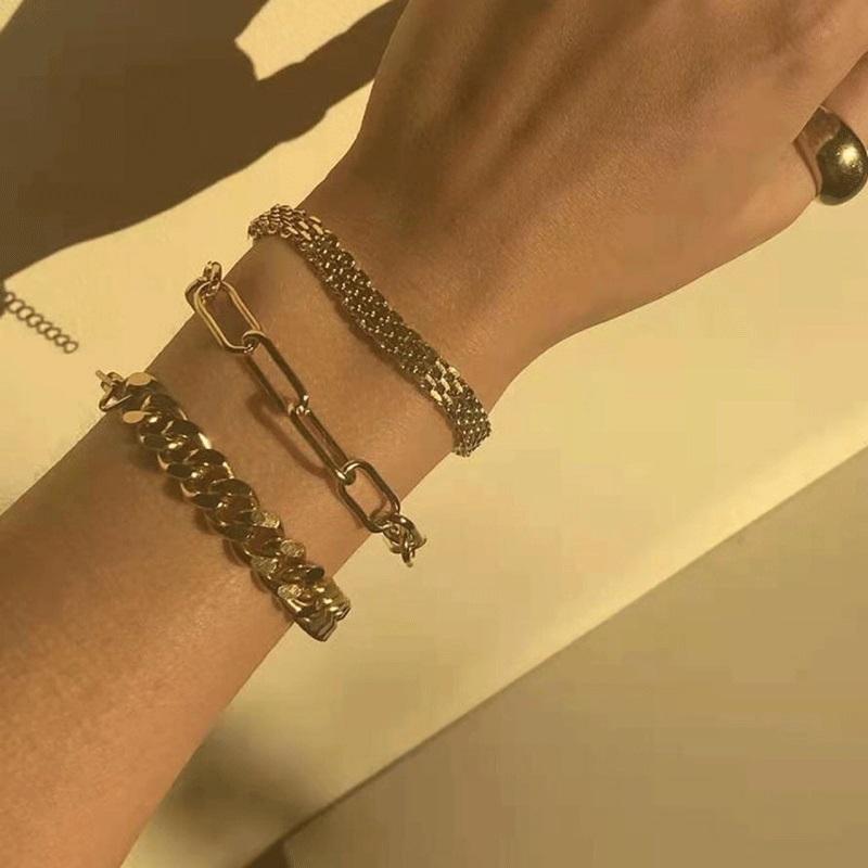 Gold Plated Stainless Steel Watch Belt Stacking Bracelet For Women Occident Metal Texture New Design Bracelet  Gifts