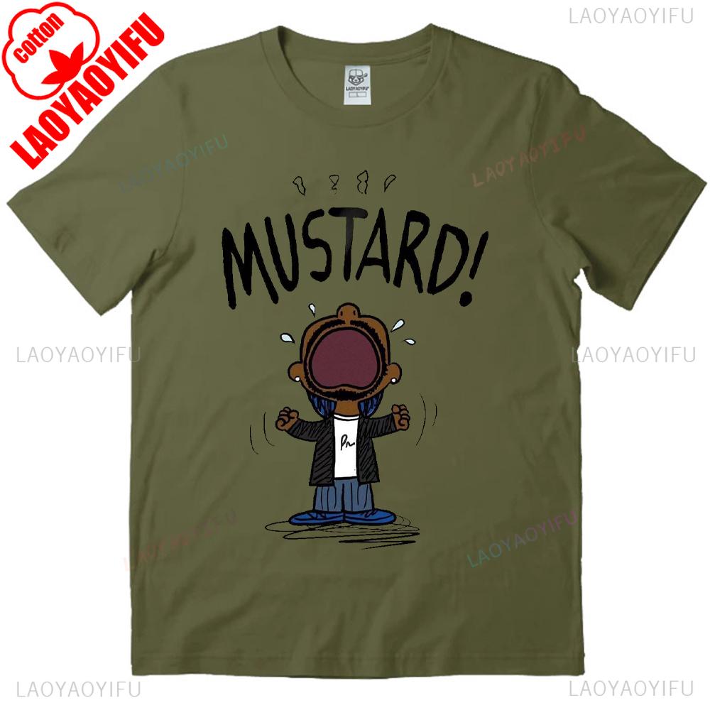 Kendrick Lamar MUSTARD Meme Shirt Neu Viral GNX Album Referenz Tops Hip Hop Musik Grafik T-Shirts Mustard Lamar Kurzarm