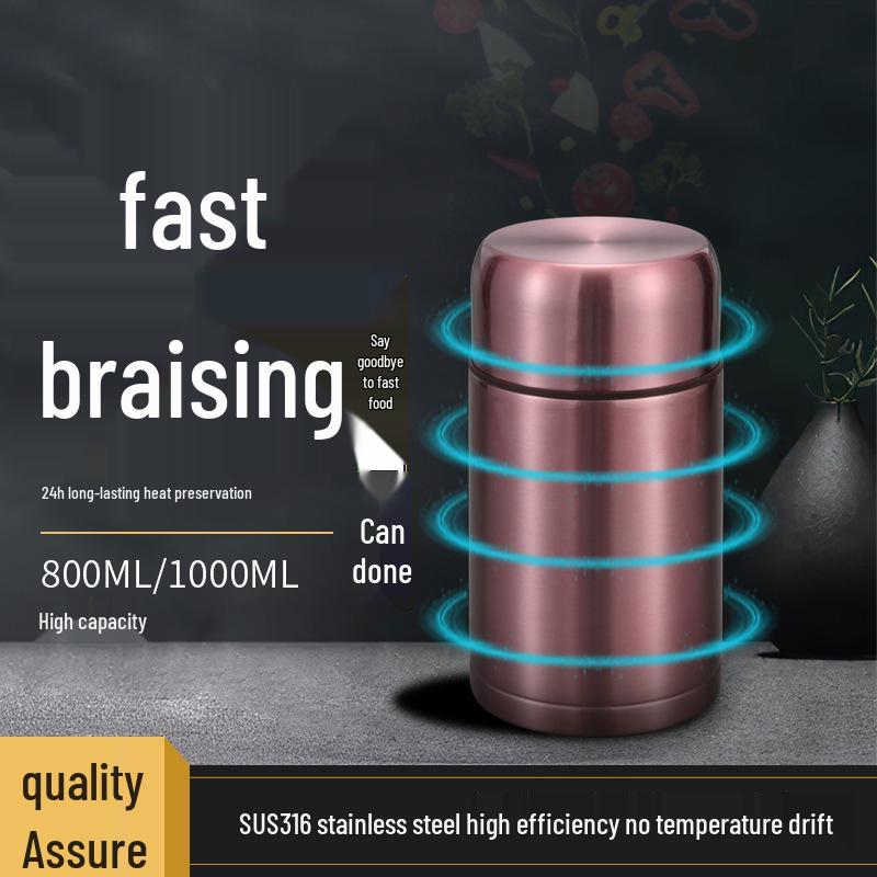 Portable Large Capacity Stainless Steel Thermos Pot: Insulated Stewing Kettle and Lunch Box for Office Women