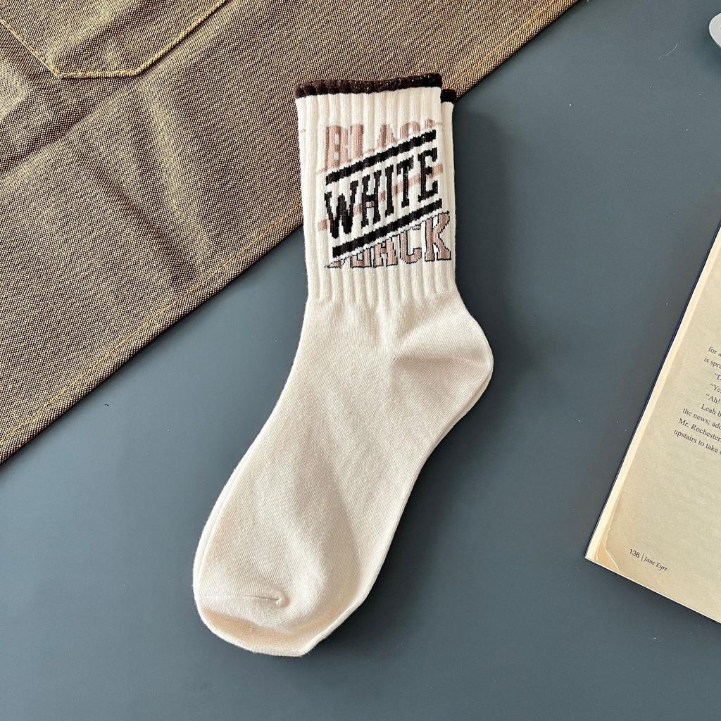 Retro American Men's Mid-rise Socks Women's Ins-style Casual Sports Basketball Socks