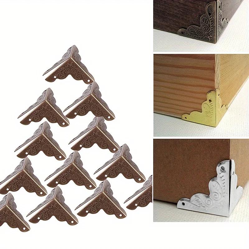 12pcs Wooden Box Corner Protector Cover Guard  for Jewelry Chest Wine Gift Case Decorative Bronze Golden Silver DIY