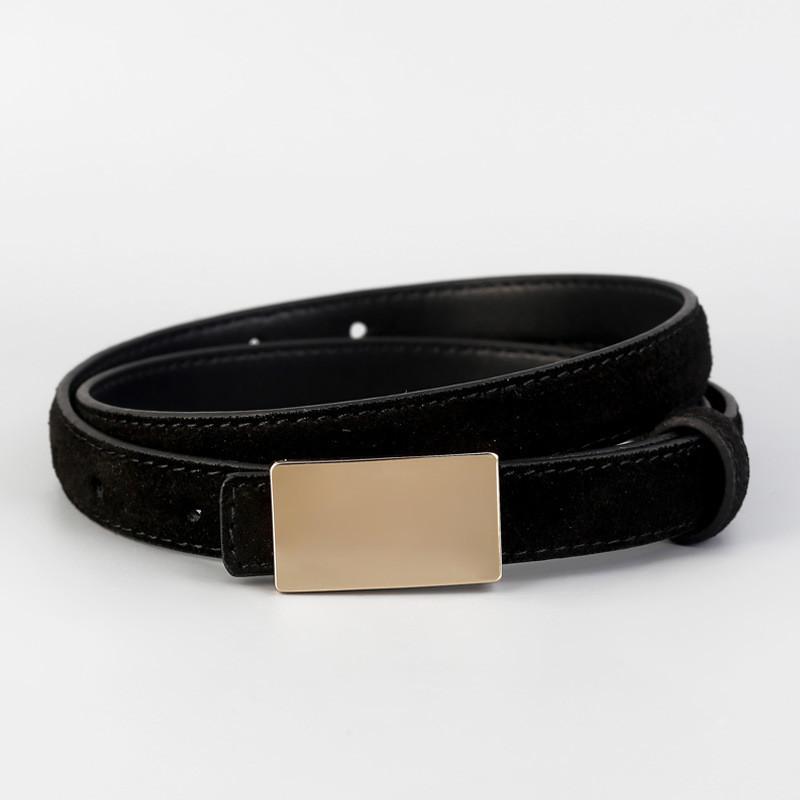 

Womens Leather Belt With Alloy Square Buckle For Casual And Office Wear Black