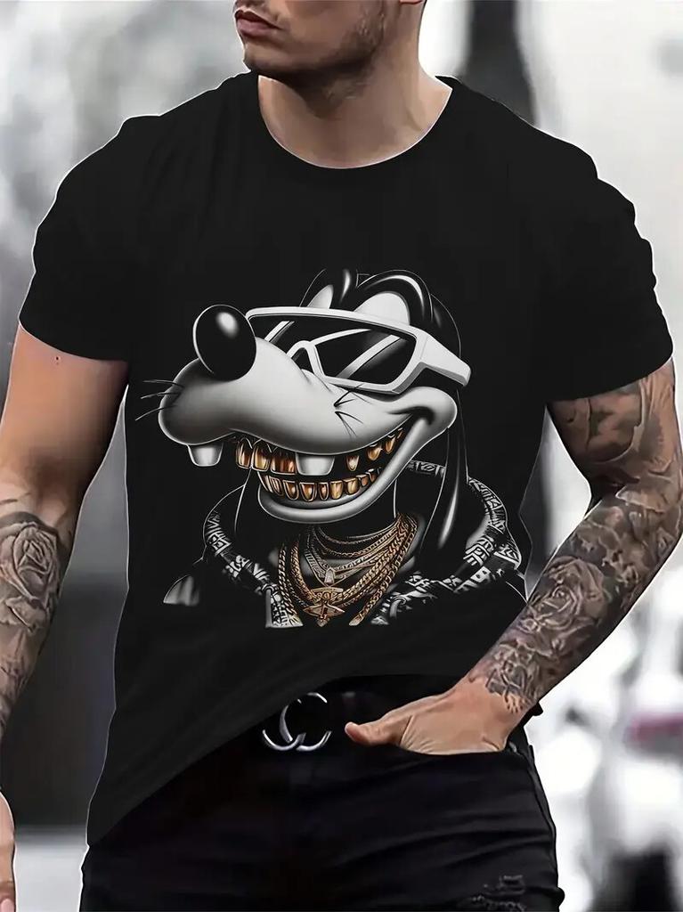 Fun Cartoon Duck Print Men's T-Shirt Casual Summer Casual Short Sleeve Pullover Fashion T-Shirts Outdoor Male Overszied Clothing