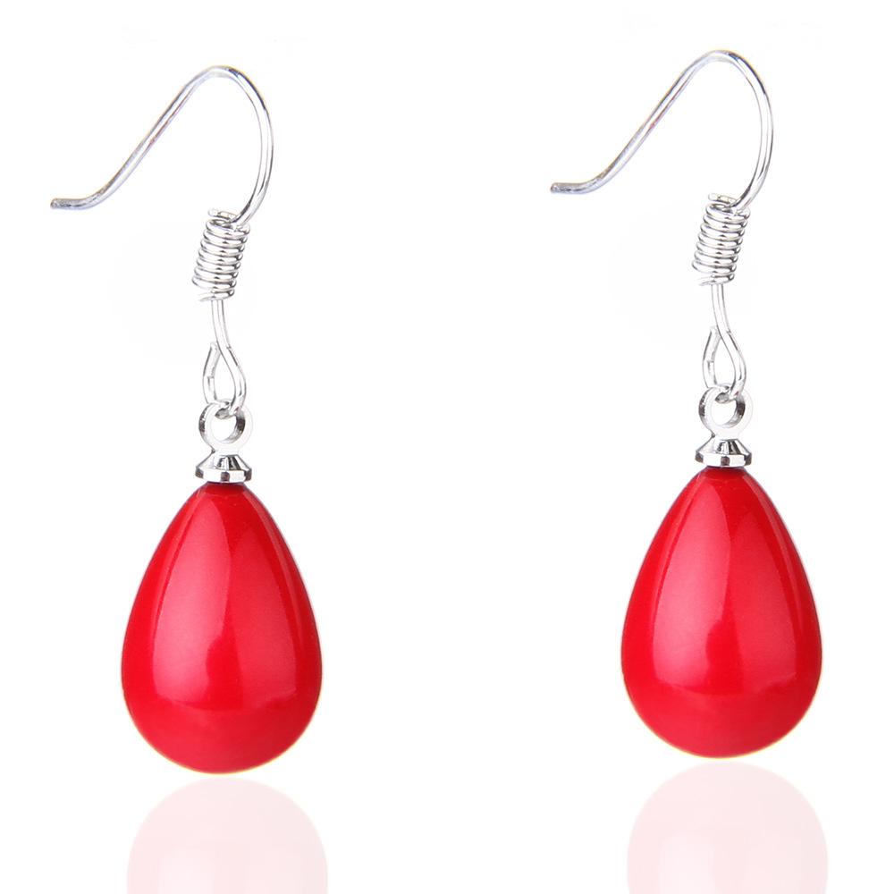 High Quality Elegant Red Drop Glaze Love Heart 925 Silver Needle Ladies Tassel Stud Earrings Jewelry Anti Allergy
