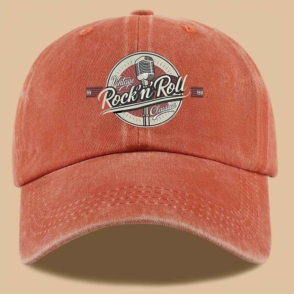 Pc Retro Rock Style Clothing Print Baseball Cap Lightweight Comfortable Breathable Sun Hat Fashionable Easy Aesthetic Men And
