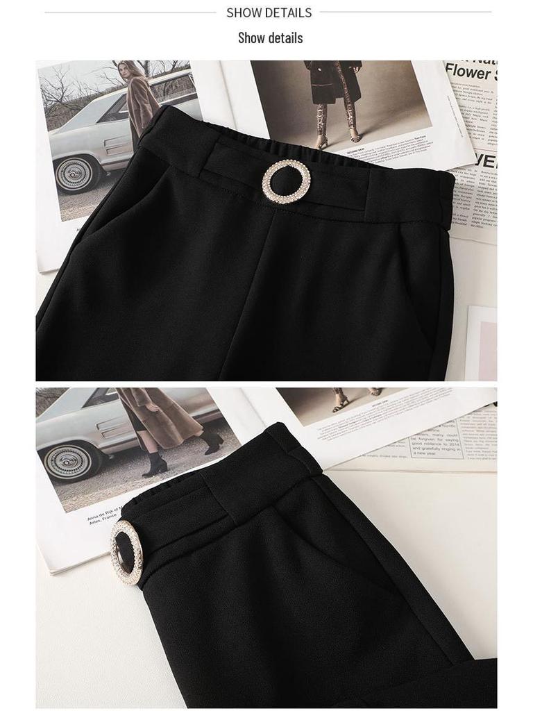 Women's High-Waisted Slimming Flare Pants - Spring 2025 New Style Micro-Flare Drape Petite Horseshoe Pants